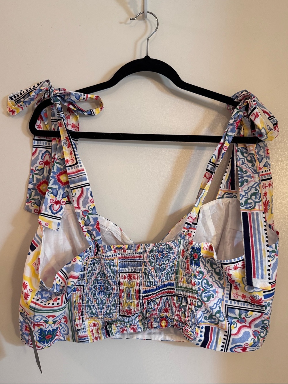 Women’s Plus Size Eloquii Mosaic Print Tie Strap Crop Top, Size 22 - Picture 2 of 7
